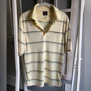 Greg Normal for Tasso Elba in Light Yellow with Gray Stripes. Size Small. Stains